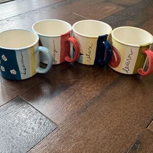 Eddie Bauer home lot of four mugs 14oz learn play relax dream coffee tea fall wi